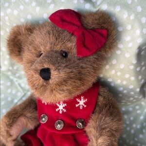 Boyds Bears Brown Plush Bear with Red outfit and Bow